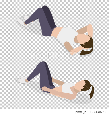 3D Isometric Flat  Illustration of ABS Workout For Women. Item 4 125330739