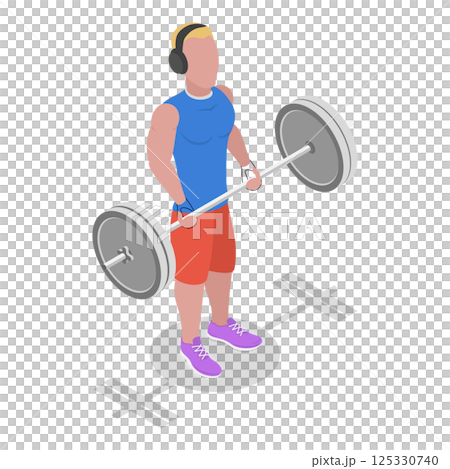 3D Isometric Flat  Illustration of Fitness People. Item 4 125330740