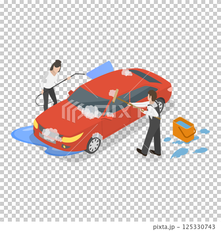 3D Isometric Flat Illustration of Car Washing. Item 3 3D Isometric Flat Illustration of Car Washing. Item 3 125330743