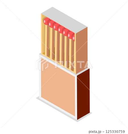 3D Isometric Flat  Illustration of Matchstick Box. Item 1 125330759