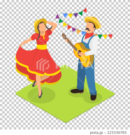 3D Isometric Flat Illustration of Festa Junina. Item 4 3D Isometric Flat Illustration of Festa Junina. Item 4 125330765