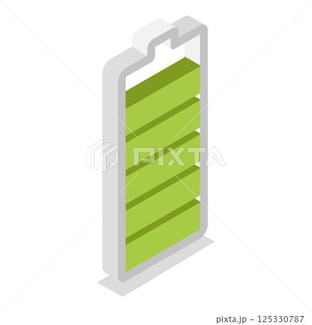 3D Isometric Flat  Set of Charging Level Batteries. Item 5 125330787