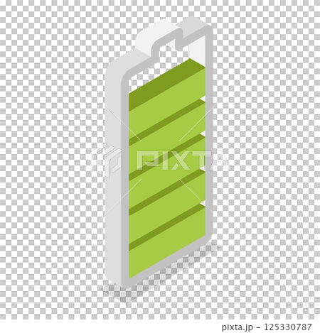 3D Isometric Flat  Set of Charging Level Batteries. Item 5 125330787