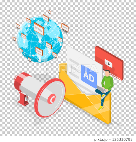 3D Isometric Flat Illustration of Positive PR. Item 2 3D Isometric Flat Illustration of Positive PR. Item 2 125330795