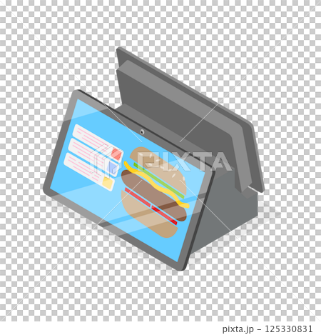 3D Isometric Flat  Illustration of Fast Food Checkout Terminal. Item 3 125330831