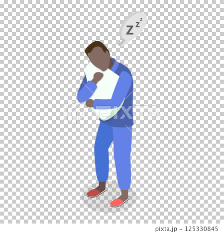 3D Isometric Flat  Set of People In Pajamas. Item 4 125330845