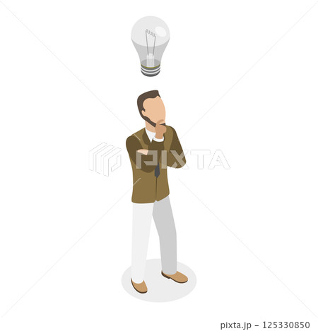 3D Isometric Flat Illustration of Thinking About a Solution. Item 1 3D Isometric Flat Illustration of Thinking About a Solution. Item 1 125330850