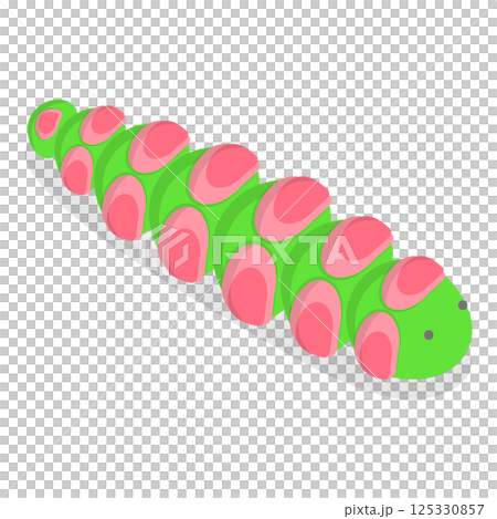 3D Isometric Flat  Set of Caterpillars. Item 4 125330857