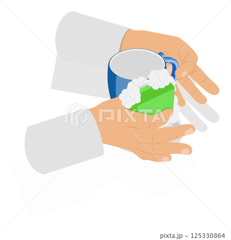 3D Isometric Flat  Illustration of Hands Washing Dishes. Item 3 125330864