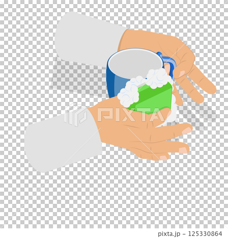 3D Isometric Flat  Illustration of Hands Washing Dishes. Item 3 125330864