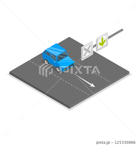 3D Isometric Flat  Illustration of Reversible Lane. Item 4 125330866