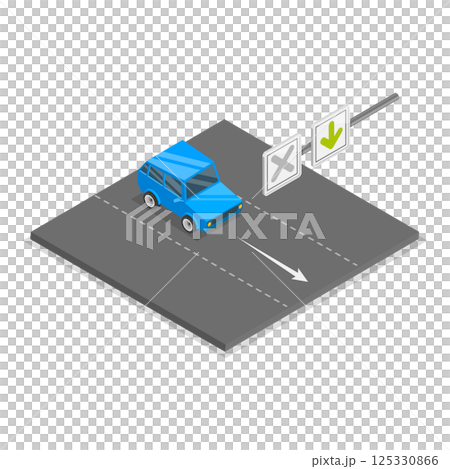 3D Isometric Flat  Illustration of Reversible Lane. Item 4 125330866