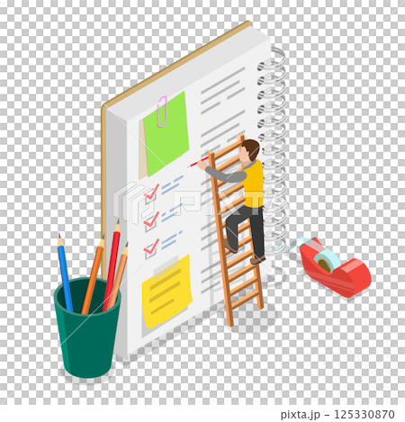 3D Isometric Flat  Illustration of Planning Schedule. Item 1 125330870