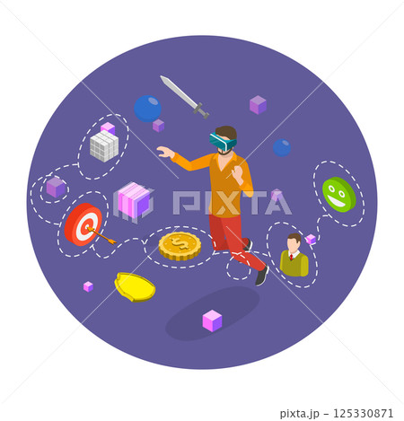 3D Isometric Flat Illustration of Metaverse. Item 2 3D Isometric Flat Illustration of Metaverse. Item 2 125330871