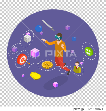 3D Isometric Flat  Illustration of Metaverse. Item 2 3D Isometric Flat  Illustration of Metaverse. Item 2 125330871