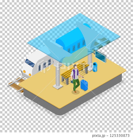 3D Isometric Flat Illustration of Railway Station. Item 3 3D Isometric Flat Illustration of Railway Station. Item 3 125330873