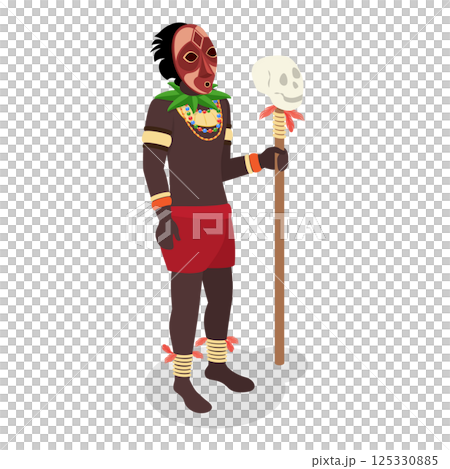 3D Isometric Flat Illustration of African Shaman. Item 4 3D Isometric Flat Illustration of African Shaman. Item 4 125330885
