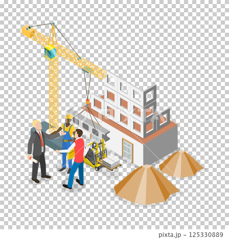 3D Isometric Flat  Illustration of Builders And Architects. Item 5 125330889