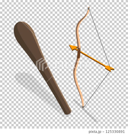 3D Isometric Flat  Set of Stone Age Tools. Item 3 125330891