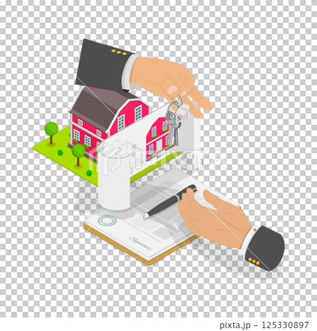 3D Isometric Flat Illustration of Real Estate....のイラスト素材 [125330897 ...