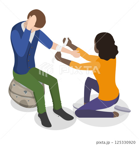 3D Isometric Flat  Illustration of Medical First Aid. Item 4 125330920