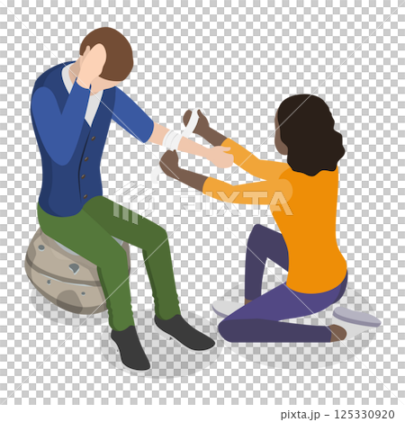 3D Isometric Flat  Illustration of Medical First Aid. Item 4 125330920