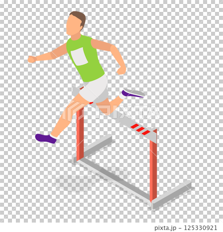 3D Isometric Flat  Illustration of Running With Barrier. Item 4 125330921