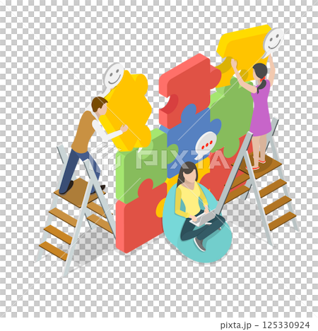 3D Isometric Flat  Illustration of Business Cooperation. Item 1 125330924