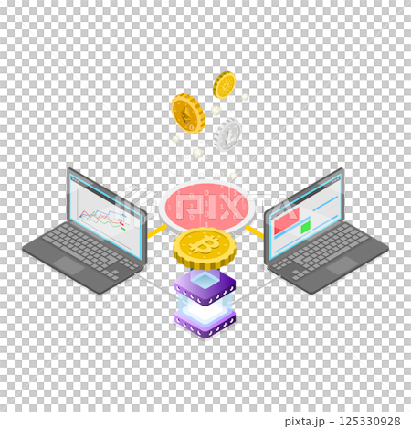 3D Isometric Flat Illustration of Cryptocurrency Marketplace. Item 1 3D Isometric Flat Illustration of Cryptocurrency Marketplace. Item 1 125330928