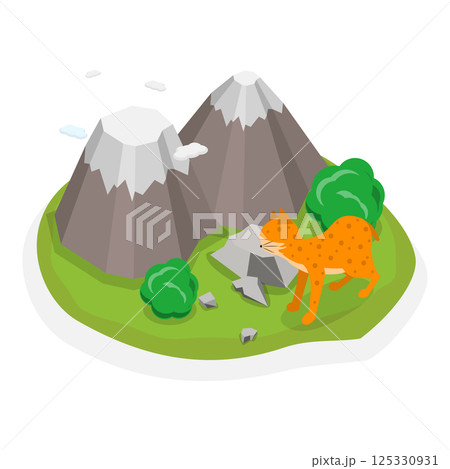3D Isometric Flat Illustration of Wildlife Fauna. Item 1 3D Isometric Flat Illustration of Wildlife Fauna. Item 1 125330931