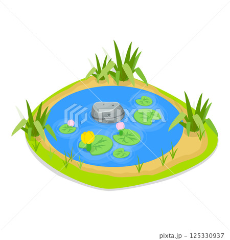 3D Isometric Flat  Set of Natural Water Landscape. Item 1 125330937