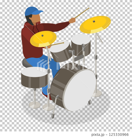 3D Isometric Flat  Illustration of Rap Music And Hip-hop Style. Item 2 125330966