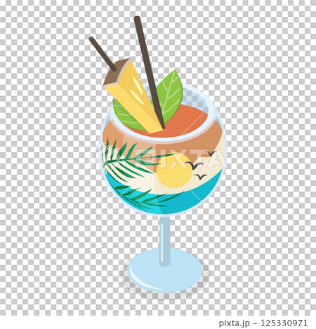 3D Isometric Flat  Set of Summer Cocktails. Item 2 125330971
