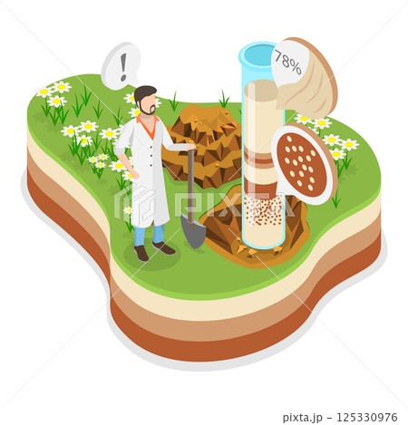 3D Isometric Flat  Illustration of Soil Analysis. Item 2 125330976