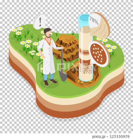 3D Isometric Flat  Illustration of Soil Analysis. Item 2 125330976