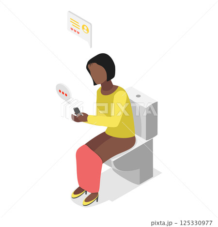 3D Isometric Flat  Illustration of Social Media Addiction. Item 2 125330977