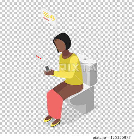 3D Isometric Flat  Illustration of Social Media Addiction. Item 2 125330977