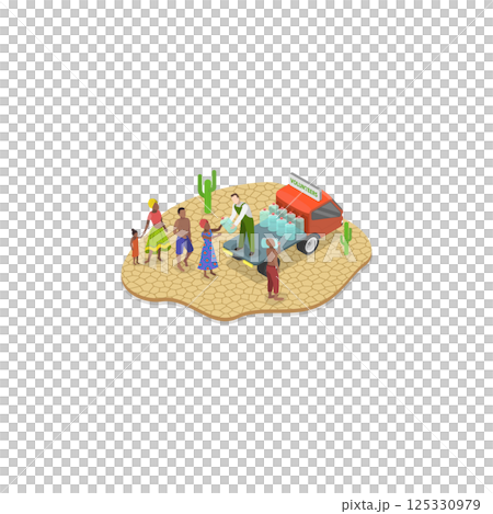 3D Isometric Flat  Illustration of Hunger Starvation. Item 2 125330979