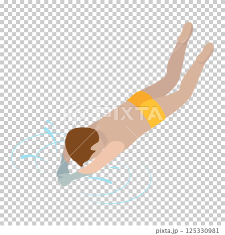 3D Isometric Flat  Set of Children Snorkeling. Item 5 125330981