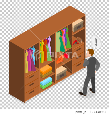 3D Isometric Flat  Illustration of Walk-in Closet. Item 2 125330985