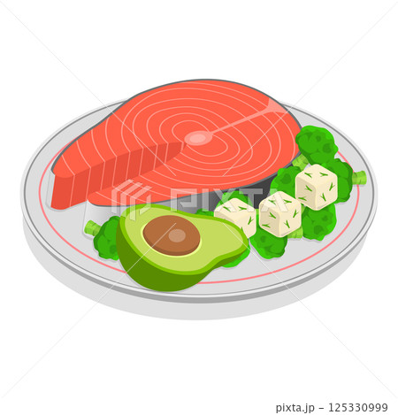 3D Isometric Flat Illustration of Healthy Plate. Item 7 3D Isometric Flat Illustration of Healthy Plate. Item 7 125330999