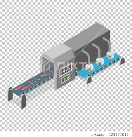 3D Isometric Flat  Set of Fish Production. Item 4 125331015
