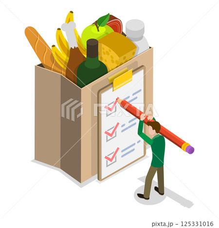 3D Isometric Flat  Illustration of Grocery Food Delivery. Item 3 125331016