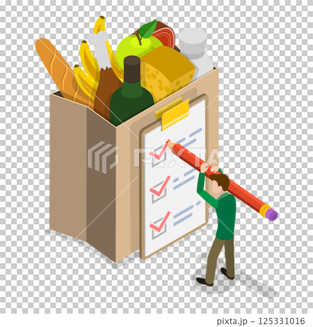 3D Isometric Flat  Illustration of Grocery Food Delivery. Item 3 125331016