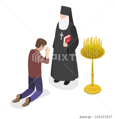 3D Isometric Flat  Illustration of Christian Rituals. Item 1 125331017