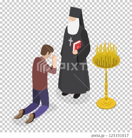3D Isometric Flat  Illustration of Christian Rituals. Item 1 125331017