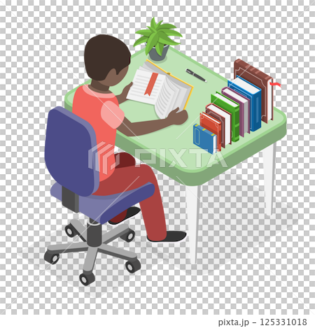 3D Isometric Flat  Set of Children Study. Item 4 125331018