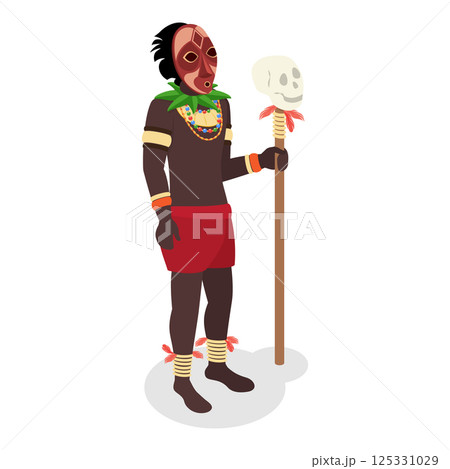 3D Isometric Flat Vector Illustration of African Shaman. Item 4 125331029