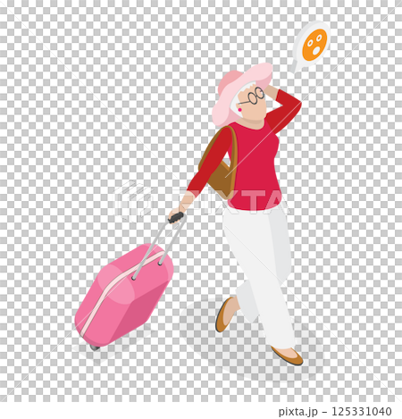 3D Isometric Flat Illustration of Hurrying Tourists. Item 1 3D Isometric Flat Illustration of Hurrying Tourists. Item 1 125331040