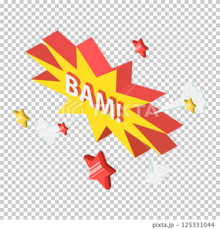 3D Isometric Flat Illustration of Comic Sound Effects. Item 3 3D Isometric Flat Illustration of Comic Sound Effects. Item 3 125331044